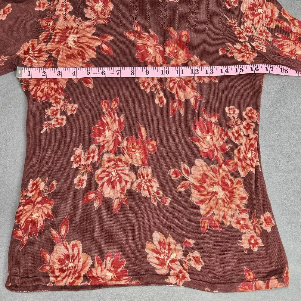 Daniel Rainn Women's Sz M Lightweight Knit Floral Sweater Long Sleeve‎ Viscose